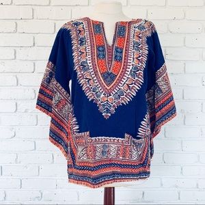 Vintage Angel Sleeve Cotton Dashiki Tunic
